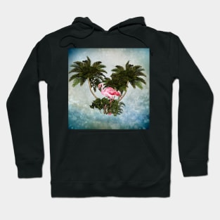 Wonderful flamingo with palm trees Hoodie